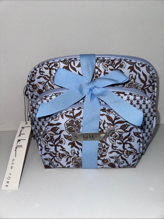 Nicole Miller Handbags - Nicole Miller Cosmetic Bag 3-Piece Set Blue Floral